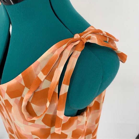 Cabi Pinwheel Top #5358, Peach and Brick Dust Layered Chiffon Sleeveless Top, L - Picture 7 of 17